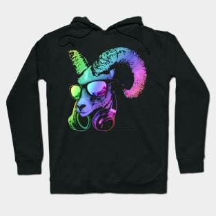 DJ GOAT Cool and Funny Music Animal with Headphones and Sunglasses. Hoodie